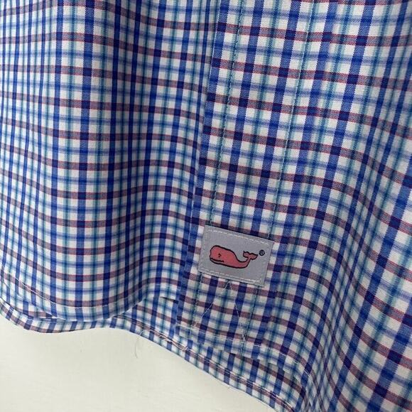 Vineyard Vines Shirt Mens Large Blue Pink Plaid Button Down Long Sleeve Collared - Picture 3 of 10